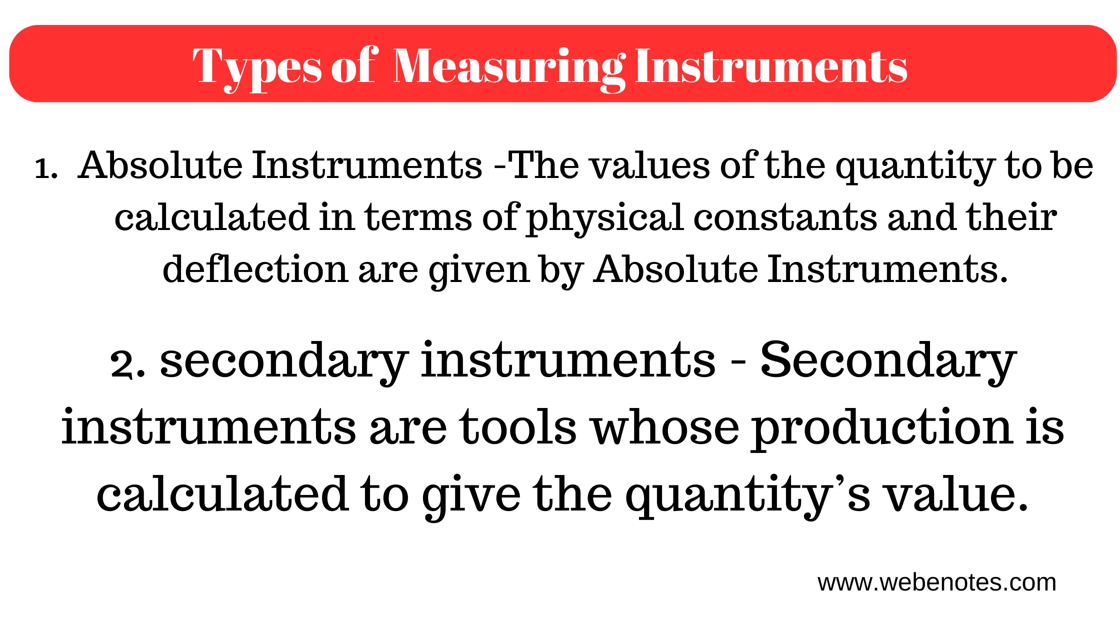 Types of Electrical Measuring Instruments | Absolute and secondary instruments