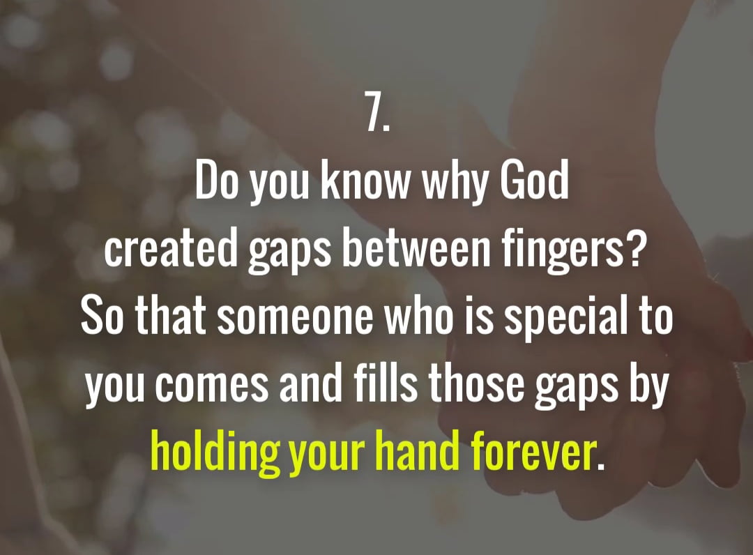 God created gaps between fingers